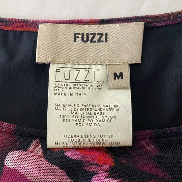 FUZZI  Floral Bodycon Tulle Midi Dress Long Sleeve Crewneck Size Medium - Picture 7 of 7